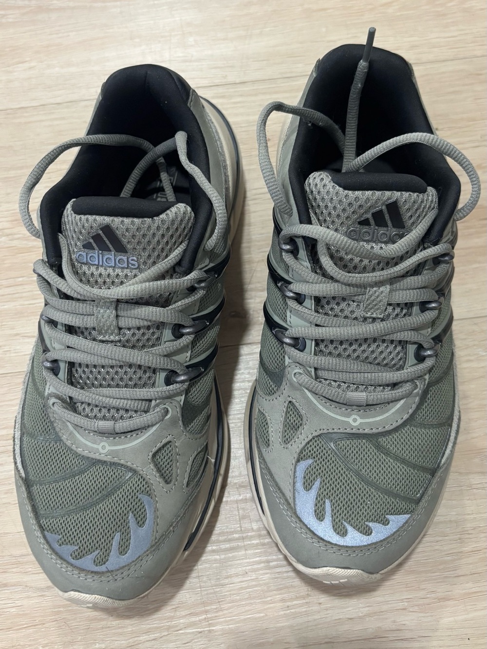 adidas Men's Green-Gray Mesh Lace-Up Sneakers